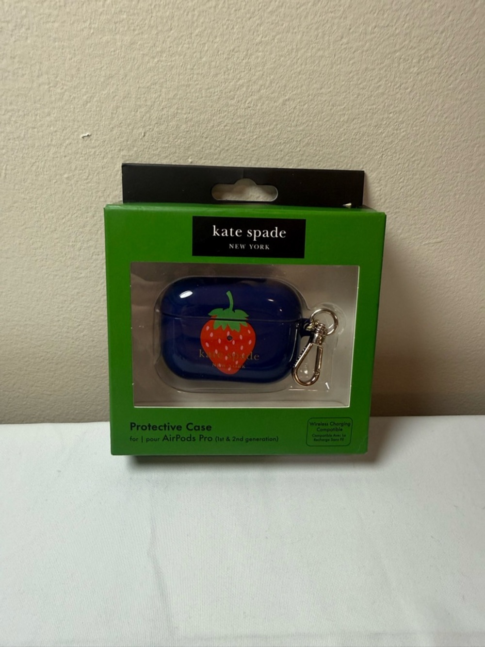kate spade Navy Strawberry AirPods Pro Protective Case with Clip